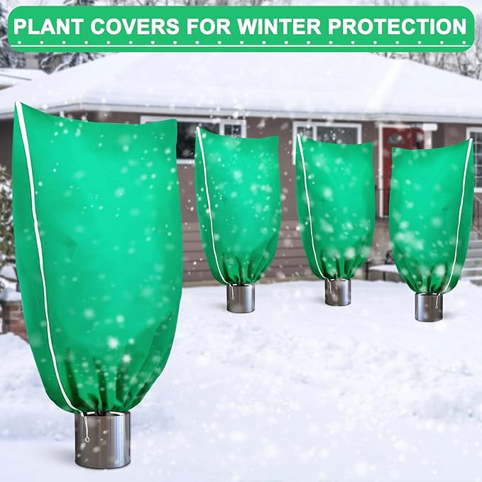 DQS 4 Pack Plant Covers Freeze Protection, 31.4" x47.2" Winter Frost Protection Blankets Frost Cloth,Suitable for Outdoor Winter Frost, Cold Weather, shrubs, Trees, Jackets, and coverings