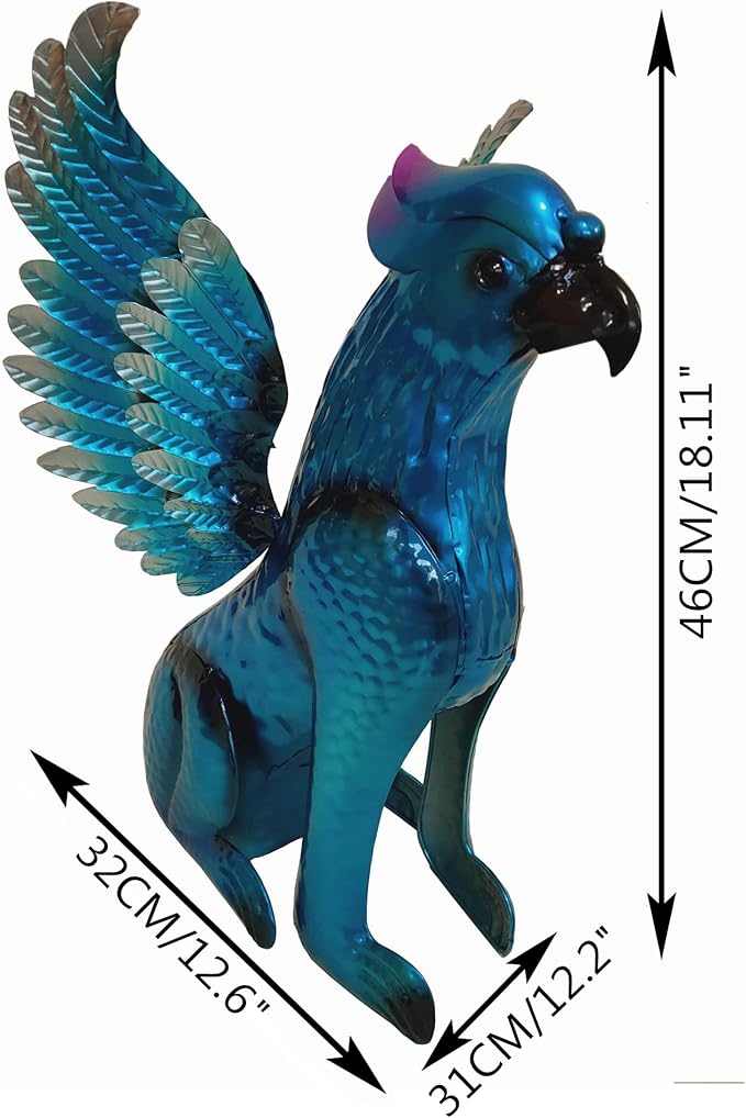Decorative Metal Griffin Sculpture- Mythical Galen Griffin Statue, Animal Yard Art, Outdoor Decorative Figurine