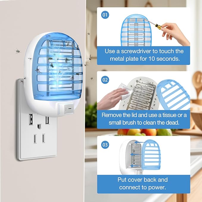 Indoor Bug Zappers, Mosquito Killer Indoor, Insect Traps for Home Mosquito Zapper for Baby & Pets, Kitchen, Living Room, Bedroom, Baby Room, Office (6 Pack)