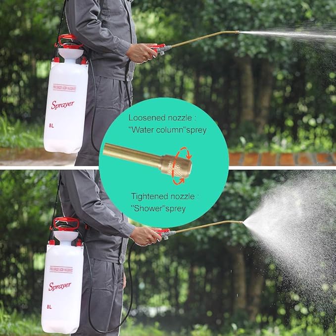 Itisll Portable Garden Pump Sprayer Brass Wand Shoulder Strap for Yard Lawn Weeds Plants 2Gal