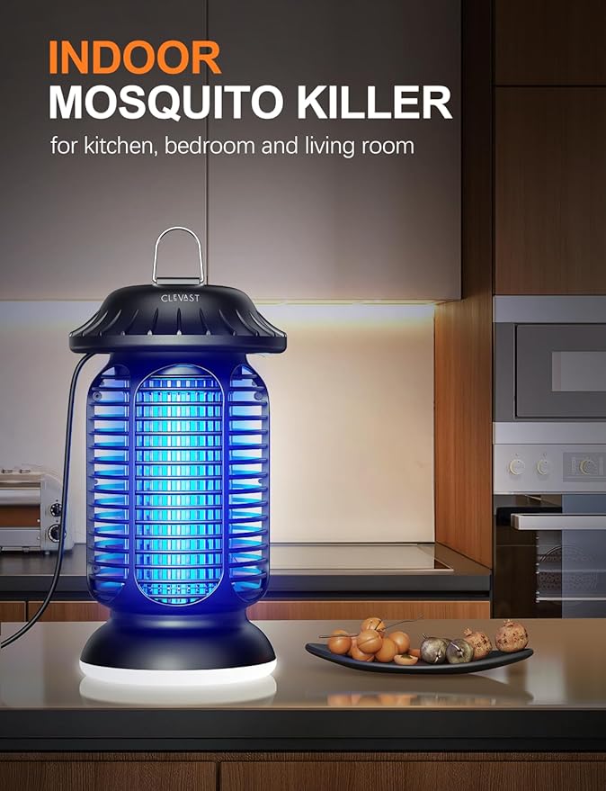 CLEVAST Bug Zapper Outdoor - Electric Mosquito Killer with UV Light, Waterproof Fly Trap for Patio, Yard, Garden, Indoor Use, Black Insect Zapper Lamp - Vintage