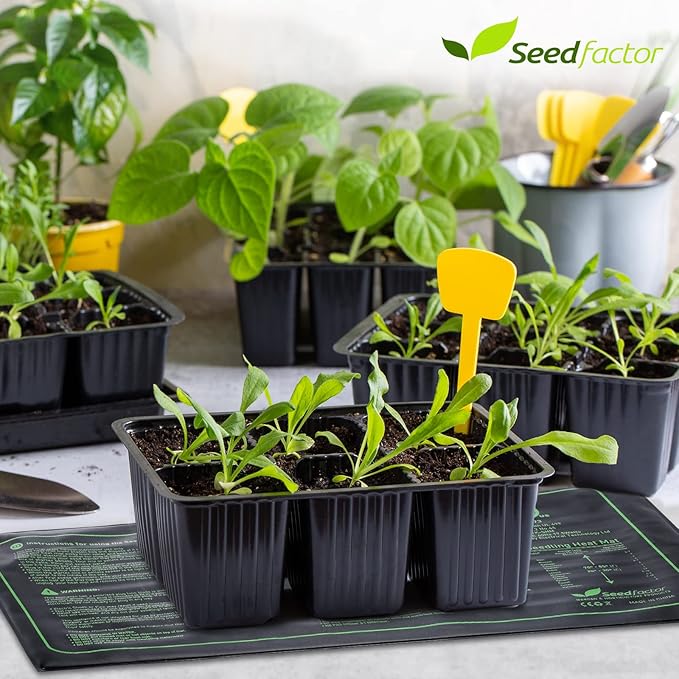 MET Certified 2 Pack Seedling Heat Mat, Seedfactor Adjustable Temperature Waterproof Durable Germination Station Heat Mat, Warm Hydroponic Heating Pad for Indoor Home Gardening Seed Starter