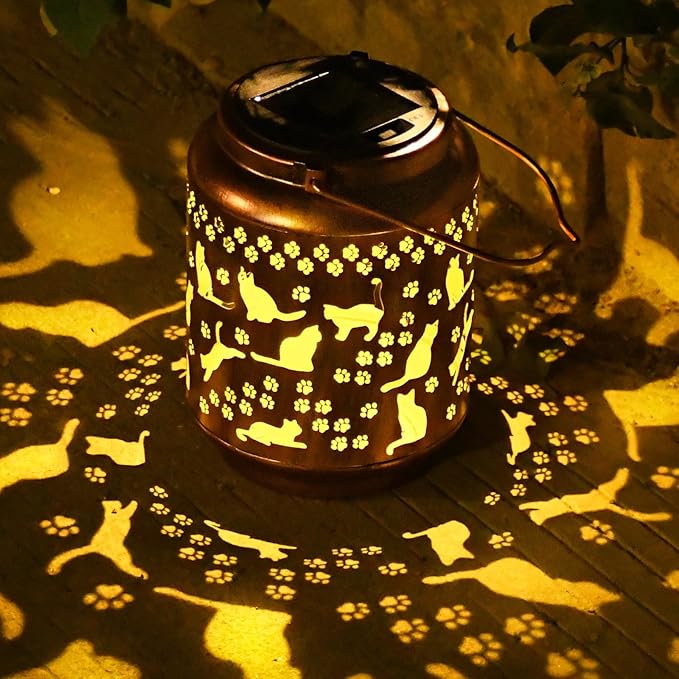 Cat Lover Gifts for Women,Mom,Grandma,Sister,Cat Solar Light , Gift Solar Lanterns for Mother Day Christmas Outdoor Waterproof Lights Led Mason Jar Hanging Lamps Decor for Garden Yard Patio