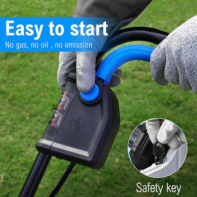 ROYAL GARDEN 13 Inch Lawn Mower Cordless Electric Walk Behind Push Mower with 5-Height Adjust Portable & Lightweight Push Battery Powered Lawn Mower (4.0AH Battery & Charger Included)