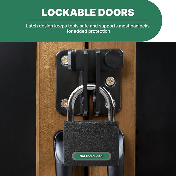 Outdoor Storage Cabinet, Wood & Metal Tall Tool Shed with Weather-Resistant Roof, Double Lockable Doors, 3 Removable Shelves & Adjustable Feet, for Patio, Garden, Backyard, 32" x 15.5" x 66"