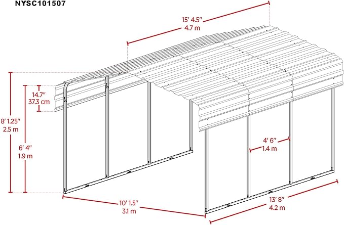Carport 10 x 15 x 7 ft Charcoal Sturdy All-Steel Heavy Duty Canopy Shelter with Metal Frame for Parking a Car, SUV, Truck, Boat, Motorcycle, and Other Vehicles Outdoor in Your Driveway