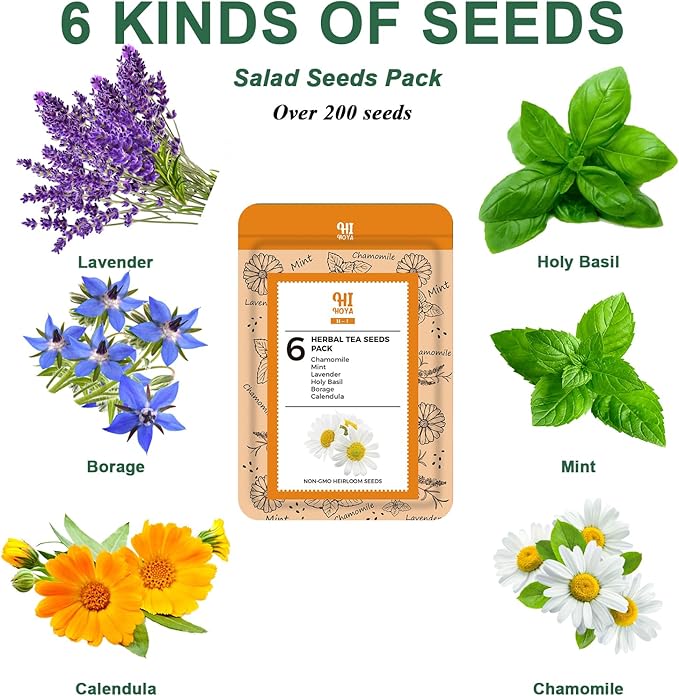 Lavender Seed Pod Kit, 8 Pod Kit (Include Seed Mint/Chamomile/Holy Basil/Borage/Calendula/Lavender) Fresh Tea Seed Pod Kit Compatible with Hydroponics