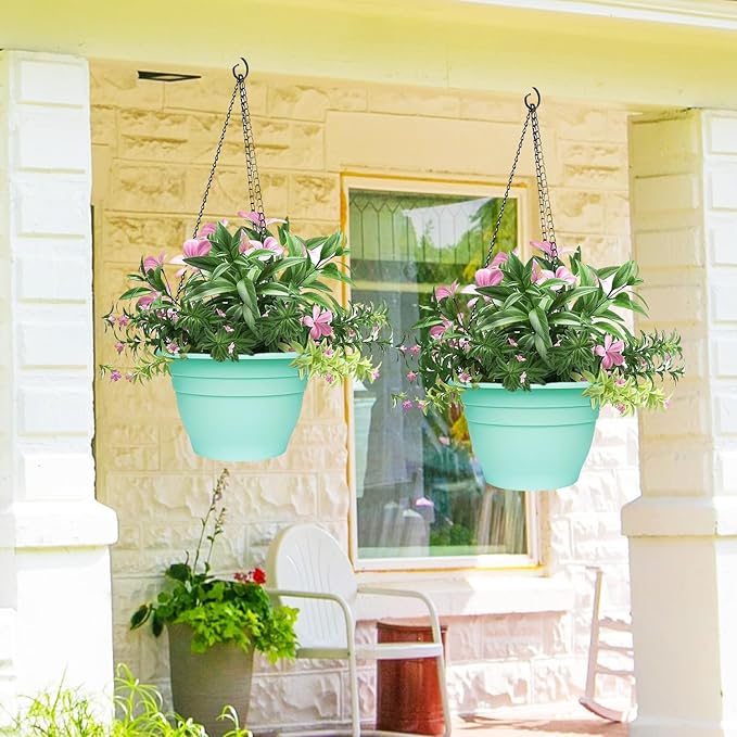 Plant Pots Set of 5, 10" Outside Diameter Flower Planter, 8.5" Inner Diameter Plant Planters with Drainage Hole, Durable Garden Pots Perfect for Indoor & Outdoor Plant Planting, Decor, Blue