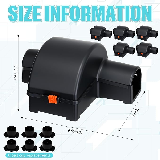 Qualirey 6 Pack Rat Chipmunk Traps Reusable Dual-Entry Extra Large Tunnel Traps for Rats Mice Better Capture Rate, 9.45 Inch Snap Humane Kill Indoor Outdoor for Home Farm Restaurants