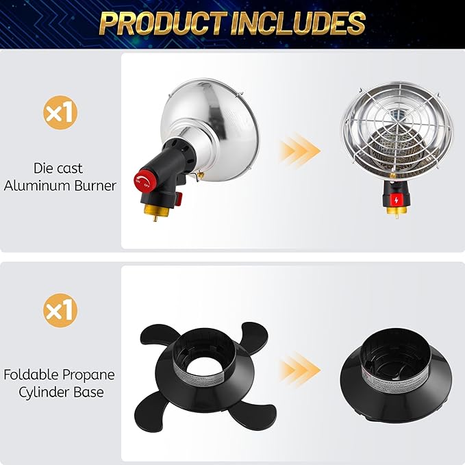 Upgraded 6800BTU Camping Heater Propane, Portable Propane Heater with Igniter,Outdoor Wireless for Camping,Hunting,Fishing,Patio, RV (TANK not included)