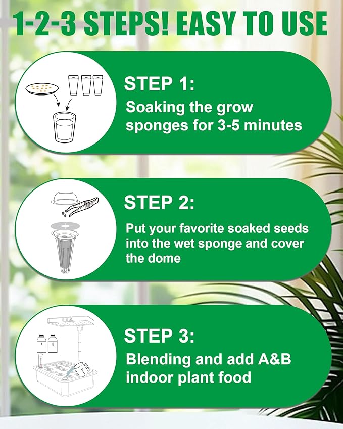 51Pcs Hydroponic Pods Kit：Supplies for Aerogarden Pods,12 Grow Sponges,12 Grow Baskets,12 Pod Labels,12 Grow Domes,with 200ml Plant Food Nutrient,1 Tweezers - Hydroponics Supplies for Most Brand
