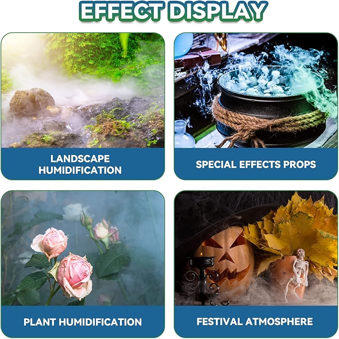 Mxmoonant Mist Maker 10 Head Ultrasonic Pond Fogger 7000ml/H Mist Humidifier with Float 400W Power Supply for Landscape Vegetable Preservation Scenic Magical Atmosphere