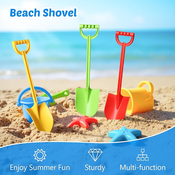 Dsmile 4PCS Beach Sand Shovels for Kids,15 inch Travel Beach Toys Colorful Shovel for Kids Outdoor Digging,Play Sandbox Toys