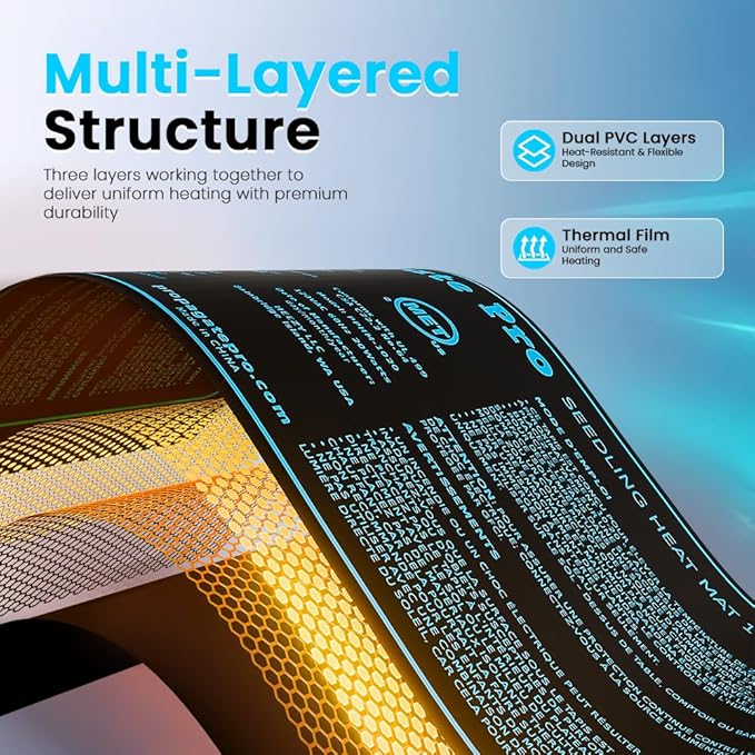 Seedling Heating Mat | Fits (1) Standard 1020 Tray | Germination Grow Heat Pad for Seed & Starter Plants Soil Warmer for Indoor Home Gardening (10x20 Single + Heating Thermostat)