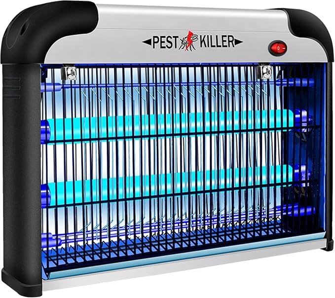 Indoor Electric Bug Zapper, 2800V Powerful Flying Insect Mosquito Killer w/ 20W Blue Light Attract, Plug-in Pest Control Machine for Moth, Fruit Fly, Fungus Gnat, Garage Bug Catcher/Eliminator/Trap