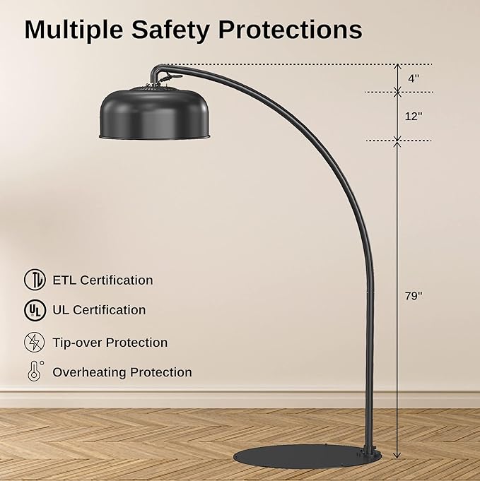 EAST OAK Outdoor Heater 3000W, Electric Arch Patio Heater for Commercial Use, Electric Infrared Heater with 3 Heat Settings, IP65 Waterproof & Dustproof Remote Control,Black 240V