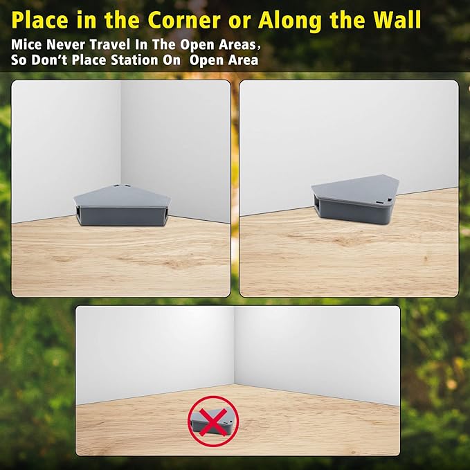 Anblak Mouse Station with Keys Grey 12 Pack, Key Required Mouse Stations, Mice Stations, Keeps Children and Pets Safe Indoor & Outdoor