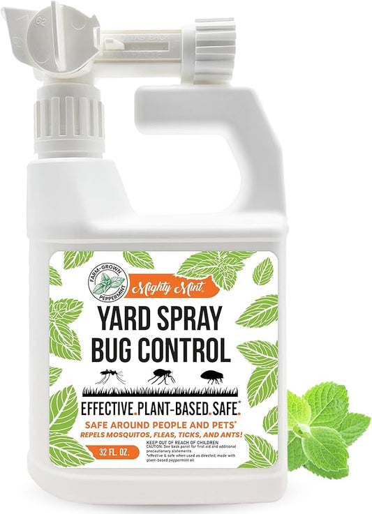 Mighty Mint Peppermint Oil Lawn & Yard Bug Control Spray – Natural Outdoor Pest Repellent for Fleas, Ticks, Mosquitoes, Ants, and More – Plant-Based, Extra-Strength Formula – 32 oz