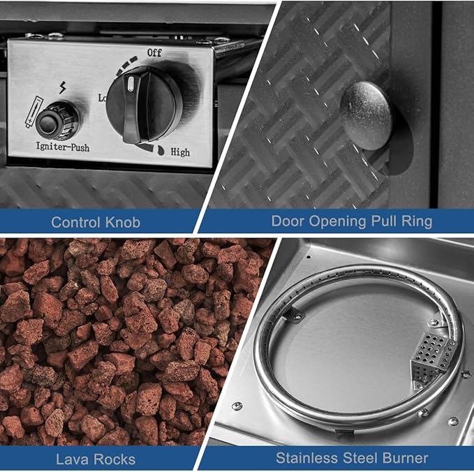 28 Inch Propane Fire Pit Table, 50,000 BTU Steel Gas Fire Pits for Outside,Outdoor Gas Firepit with Lid and Lava Rocks,CSA Certified Propane Firepit for Paito Garden Backyard,Add Warmth to Gatherings