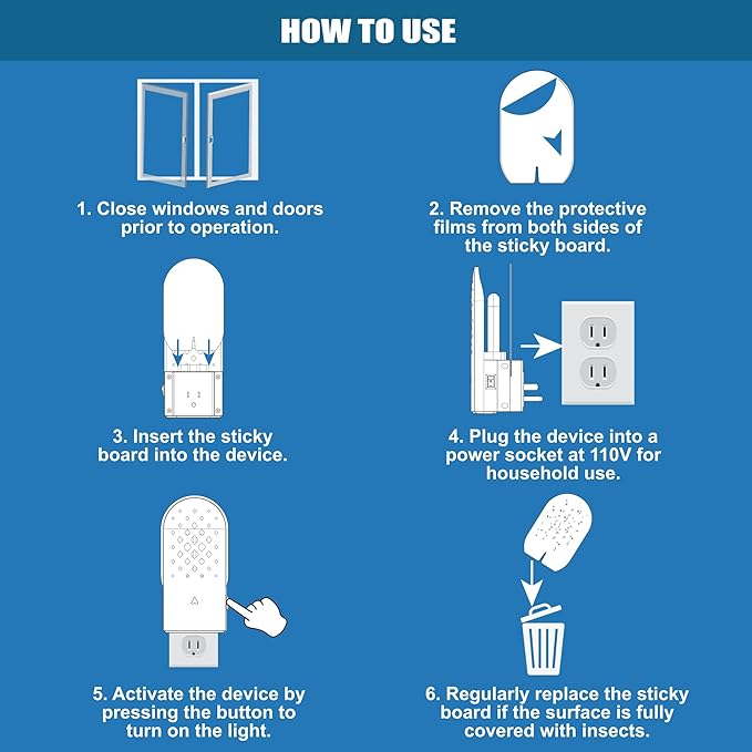 2 Packs Plug-in Mosquito Traps with 10 Glue Boards, Indoor Wall Insect Catchers with 365nm Blue-Violet Lights for Mosquitos, Moths, Fruit Flies, Gnats and Other Small Flying Bugs