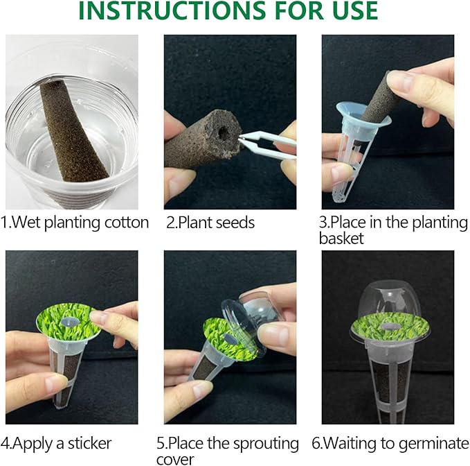 107 Pcs Seed Pod Kit for Hydroponics System, Garden Starter Accessories with 32 Grow Sponges, 12 Plant Baskets & Domes, 50 Pod Labels, and 1 Tweezer