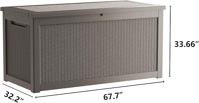 320 Gallon Waterproof Large Resin Deck Box Indoor/Outdoor Lockable Storage Container and Seating for Garden, Pool, and Patio (320 Gallon, Grey)
