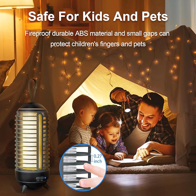 Bug Zapper Outdoor Rechargeable 2 in 1 Wireless Mosquito Killer Lamp 2500mAh Bug Zapper Electric Trap Ideal Fly Zapper Indoor for Patio, Home, Backyard, Yard, Garden, Campsite (Black) 1