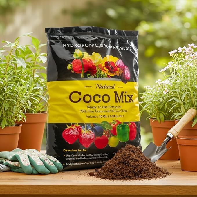 Potting Soil Mix 2-Pack - 10 Quarts Envelor Indoor Plants Soil for Outdoor Plants 0.34 Cubic Feet Potting Mix Hydrated Coco Coir Mix for Plants Ready to Use Natural Plant Top Soil