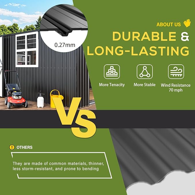 AECOJOY 16' x 12' Outdoor Storage Shed, Large Metal Sheds & Outdoor Storage Clearance 12x16 with Windows, Steel Backyard Shed, Utility Tool Storage for Garden, Patio, Outside use in Dark Grey