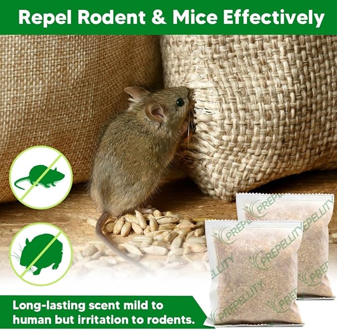 Rodent Repellent, Mouse Repellent Pouches, Mice Repellent Indoor, Rat Repellent for House, Extra-Strength Peppermint to Repel Mice and Rats, Mouse Deterrent Outdoor, Keep Mice Out of Camper-8P