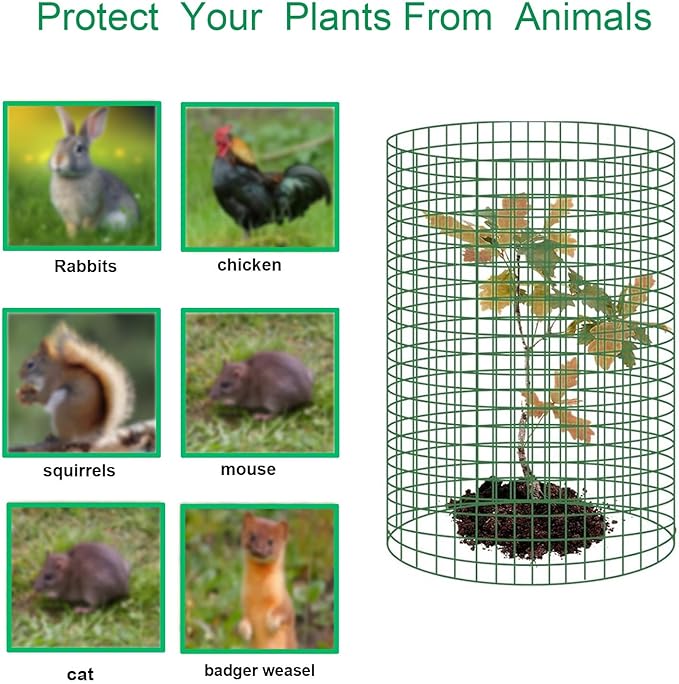 6 PCS Plant Protectors from Animals,14" H X 13" D Metal Mesh Plant Cage Covers with Garden Plant Outdoor for Flower Vegetable to Keep Animals Out