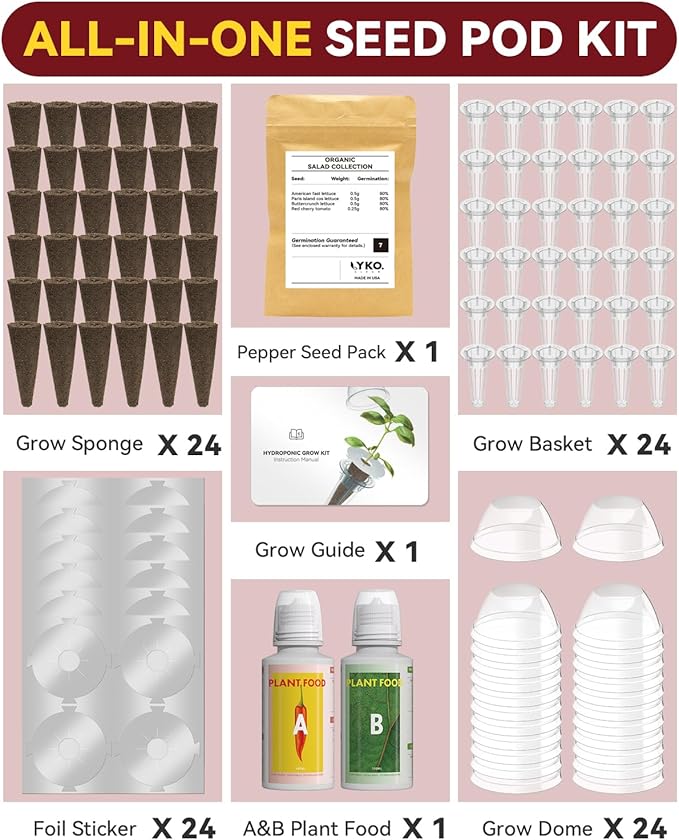 Hot Pepper Seed Pod Kit for Aerogarden, Ahopegarden Hydroponics Growing System Indoor Garden Includes Jalapeno Peppers and Cayenne Chili Peppers, 16 Pods, 500+ Seeds