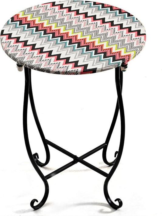 Patio Side Table, Versatile 14" Round Side Table Metal Stand for Balcony Yard Porch Bedside Rocking Chair and Pool Chair, Weather Resistant Accent Table for Indoor Outdoor Use, Easy Assembly