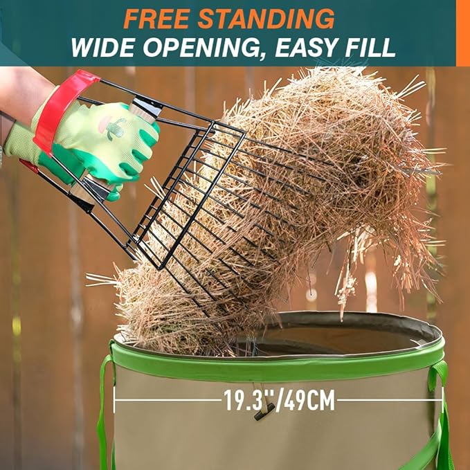 Colwelt Collapsible Leaf Bags 31Gallon, Pop-up Reusable Garden Bag Collapsible for Yard Waste, Heavy Duty Collapsible Trash Can with Hard shell Base, Garden Waste Yard Bags for Yard Garden Camping