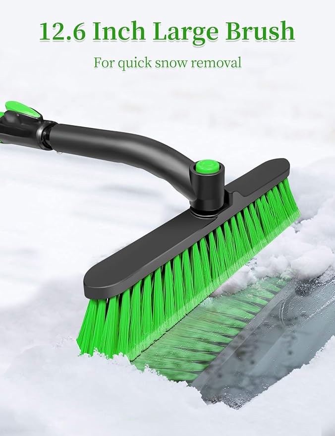 HEEYA Snow Brush for Car, Extendable Snow Brush and Ice Scraper with Foam Grip, Car Window Scraper for Snow and Ice for SUV Truck Auto Jeep RV Vehicle Windshield - Green