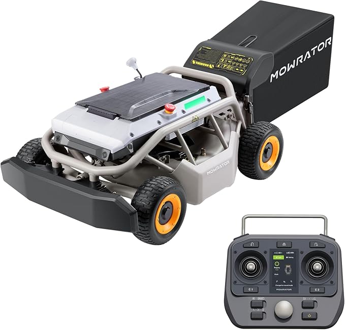 Remote Control Lawn Mower S1 4WD 56V18Ah, Multi-Functions RC Lawn Mower with 1.5-4.3 Inch Cutting Height 21 Inch Real Blade for 75% Slope(37°) with Mowing 1.12 Acres