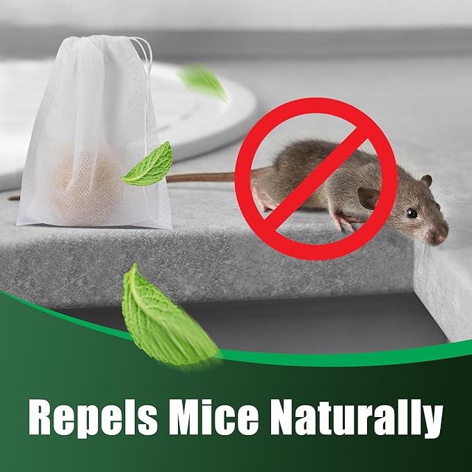 Peppermint Oil Rodent Repellent: Natural Repel Deterrent Balls for Mice and Rats - Control Mouse Away with Repellent Bags and Pouches for Car House and Indoor 8 Pack (Package of 1)