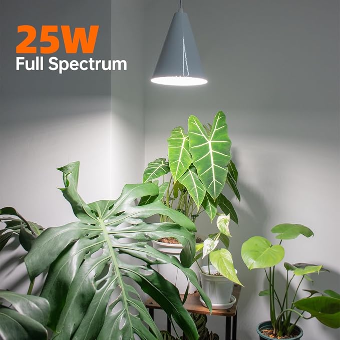 Hanging Grow Light, 25W Full Spectrum Plant Lights for Indoor Plants, 16.4FT Power Cord, 5000K with Timer Function