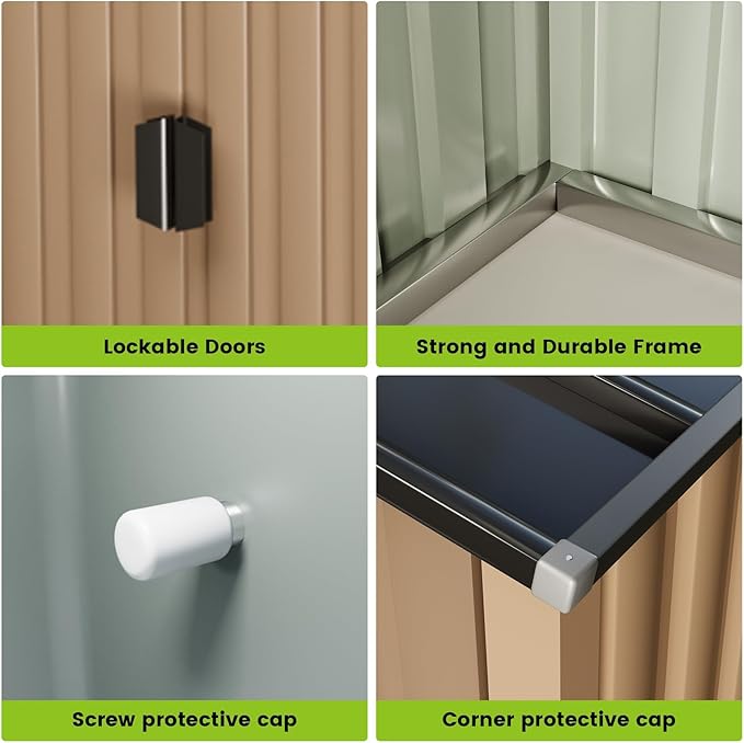 6 X 4 FT Shed Outdoor Storage Shed Metal Garden Shed with Sloping Roof and Vents, Waterproof and Anti-UV, Slooping Roof Tool Shed for Backyard, Patio, Garden Yard, Poolside