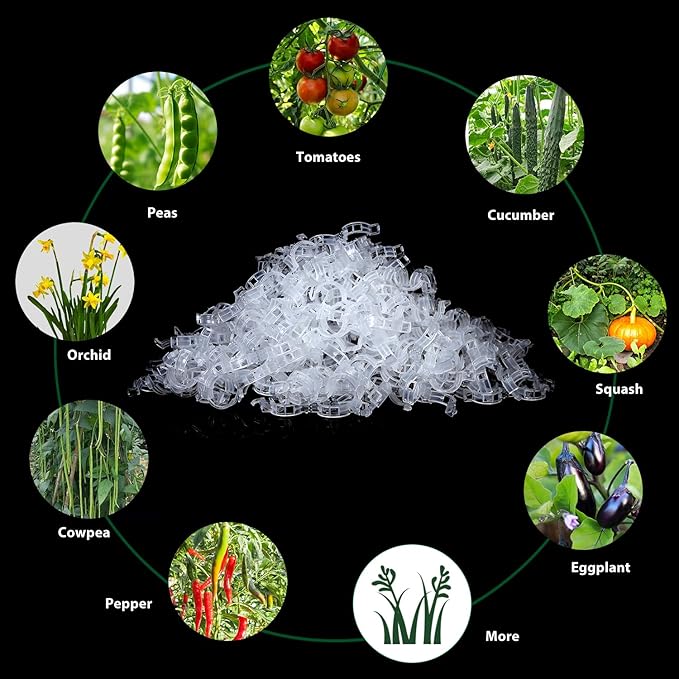 Bulk Tomato Clips, Plant Support Clip for String Trellis Climbing Plants Garden Vegetables- 200PCS/White