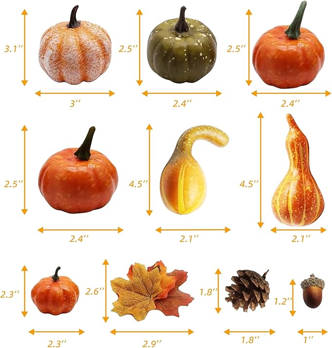 Fall Decor Set 5 Pack 5.9Ft Artificial Fall Maple Leaves Garland - 70pcs with Mini Pumpkins kit, Happy Fall Porch Banner Welcome Signs Autumn Decor for Thanksgiving Home & Fall Decorations