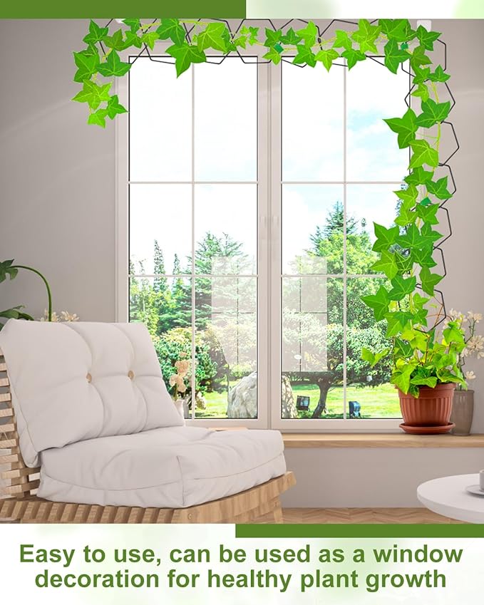 18 Pcs Garden Chain Trellis for Indoor Climbing Plants, Unique 6-Corner Plant Accessory with Hooks and Ties, Wall Trellis Plant Support for Hoyas, Ivy, Monstera Outdoor (Black)