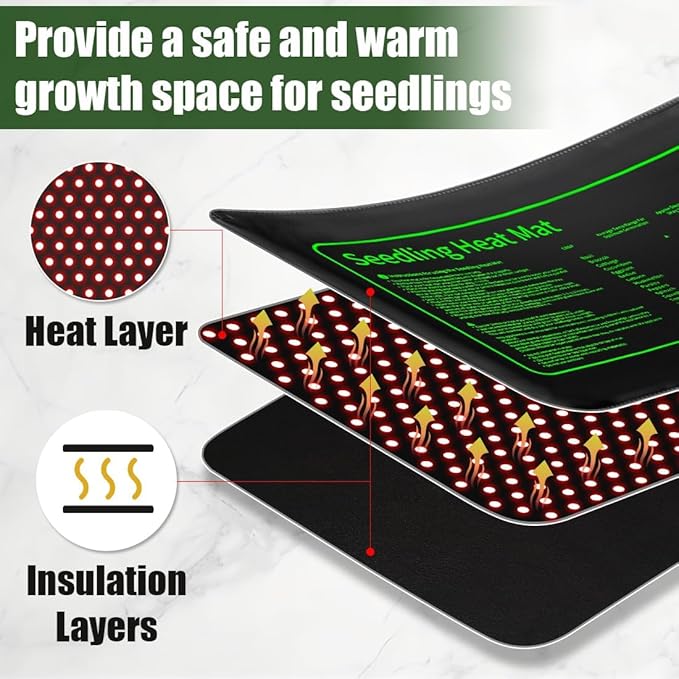 2 Pack Graphene Plant Heating Mat for 1020 Seedling Trays, 20W Waterproof Heating Pads for Seeds Germination and Microgreen Trays Thick and Reusable Gardening Gifts