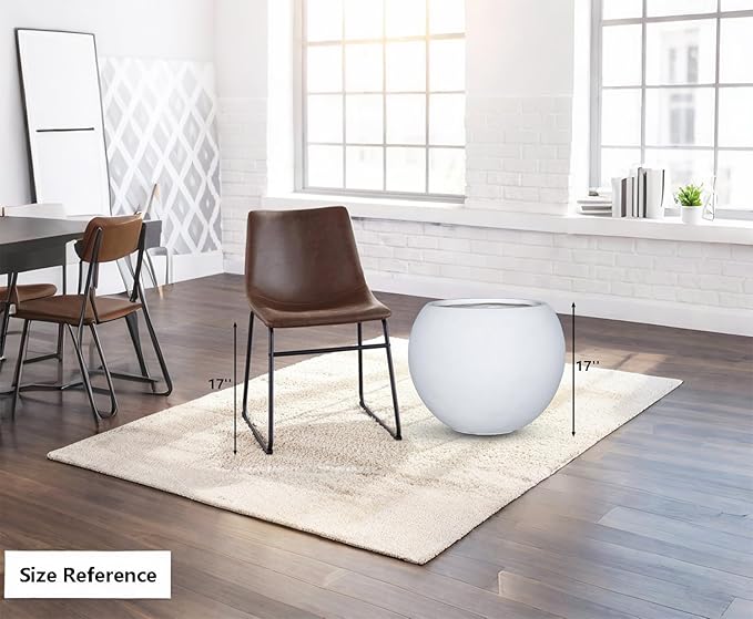 17 H x 21" Dia (15" Pot Opening) Round Fiberstone Planter with Drainage Hole, White, Indoor/Outdoor Large Plant Pot for Home Patio Garden, Ideal for Large Plants