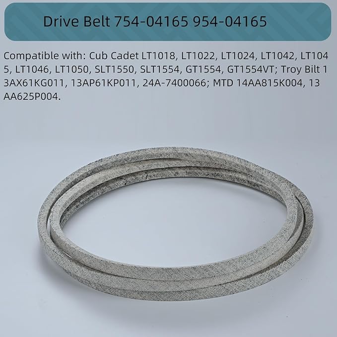 1/2 x 78'' Drive Belt 754-04165 954-04165 for Cub Cadet LT1050 LT1045 LT1042 GT1554 LT1046 754-0461 954-04165 OCC-754-0461 754-04165 MTD Troy Bilt, Simplicity 108508 108508SM (954-0461)