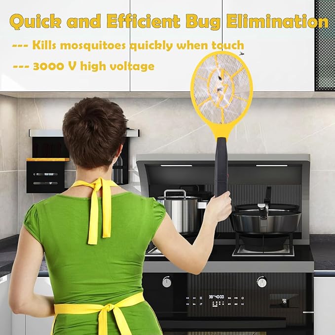 2 Pack Electric Fly Swatter, Handheld Bug Zapper Racket for Outdoor & Indoor, Mosquito Zapper Racket Battery Powered Tennis Mosquito Rackets for Insect