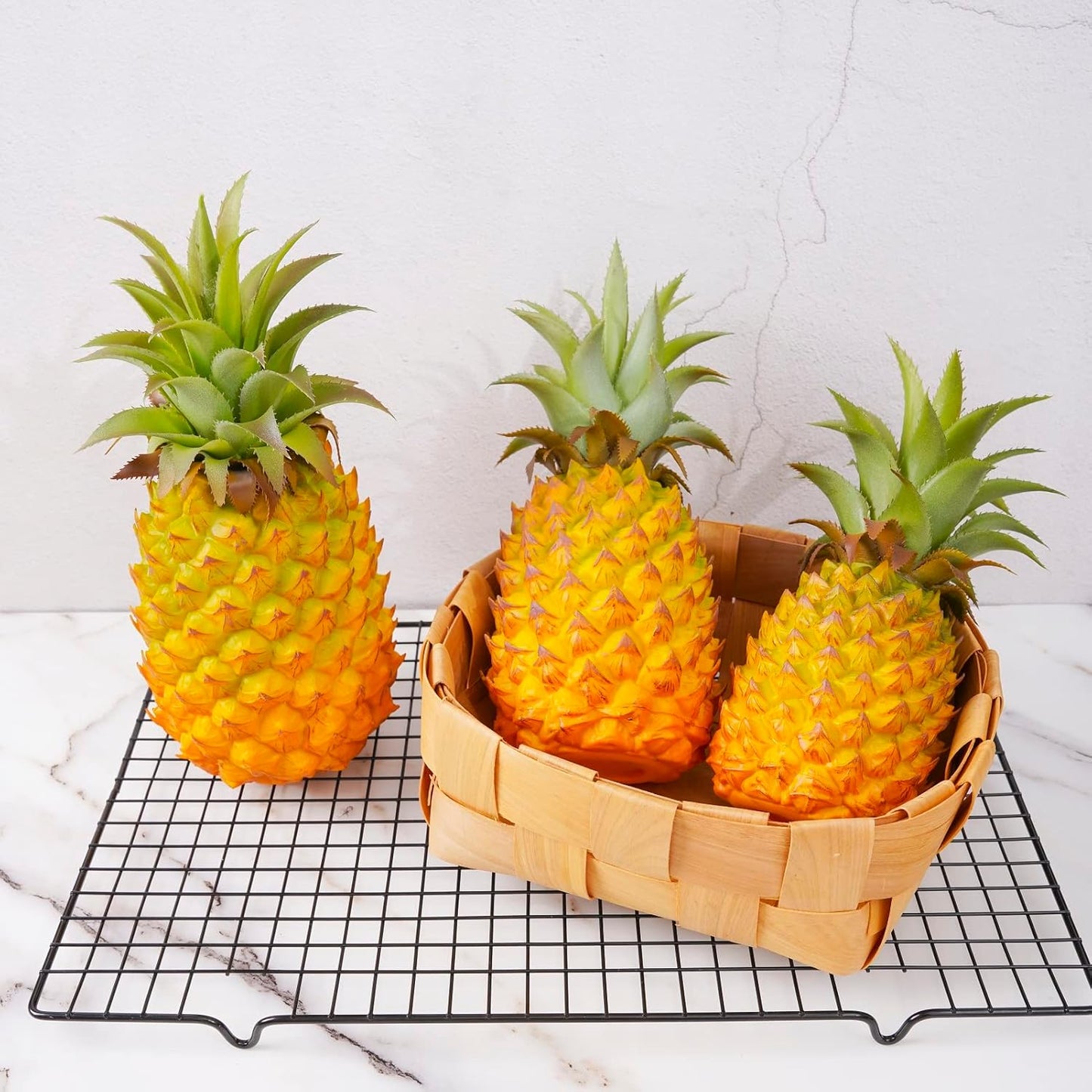 QIRMIZI 2 Pack Artificial Pineapple -Simulated Fruit Decoration, Lifelike Fake Fruit Model, Perfect for Home Decor, Kitchen, Party & Photography Prop – Realistic & Eco-Friendly,Yellow Meduim