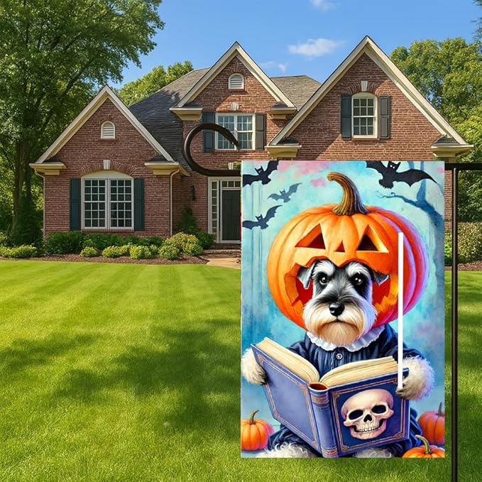 Halloween Pumpkin Dog Garden Flag 12x18 Inch Double Sided Fall Polyester Yard Flag