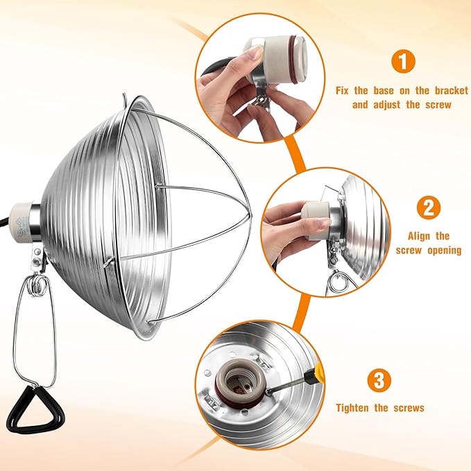 Macarrie 12 Pack 10.5 Inch Clamp Lamp Light with Aluminum Reflector, 6ft SPT-2 18awg Cord and Adjustable Stand Fixture E26 Socket, up to 150 Watt, with Bulb Guard