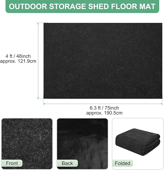 Outdoor Storage Shed Mat, 4x6.3 FT Waterproof Small Shed Flooring Mat for Patio Furniture Floor Protecting from Wear/Liquid/Dust/Oil, Non-Slip Carport Pad [Grey]